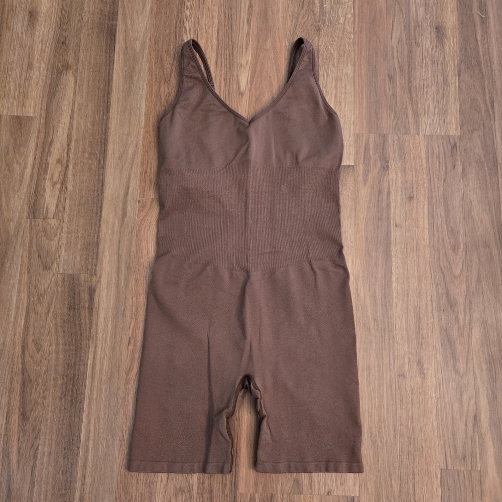 Victoria's Secret PINK full body dark brown leotard Sz Small bodysuit onesie